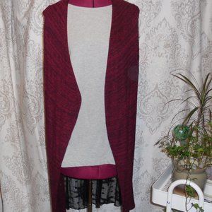 Vincente S Long Duster Vest Red Black White Mixed Media
